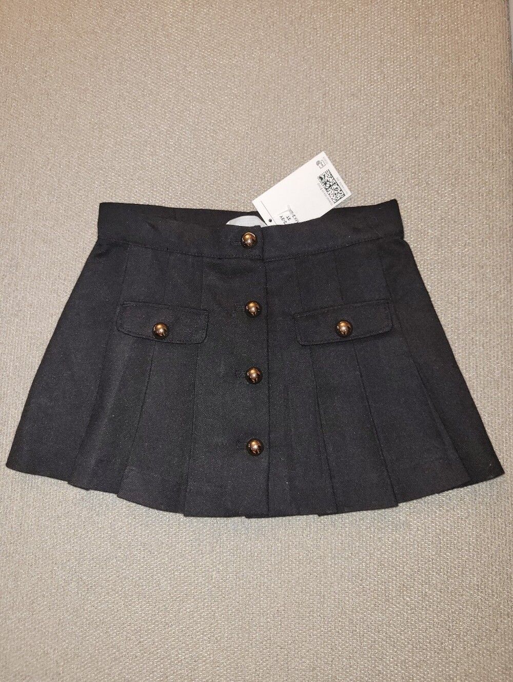 H&M Size 3t Black Pleated Button Skirt NWT